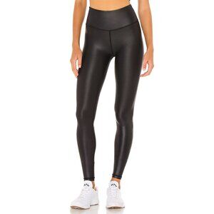 NWT Nubyen Coated Sheen Finish Quick Drying Workout Active Leggings Black Small